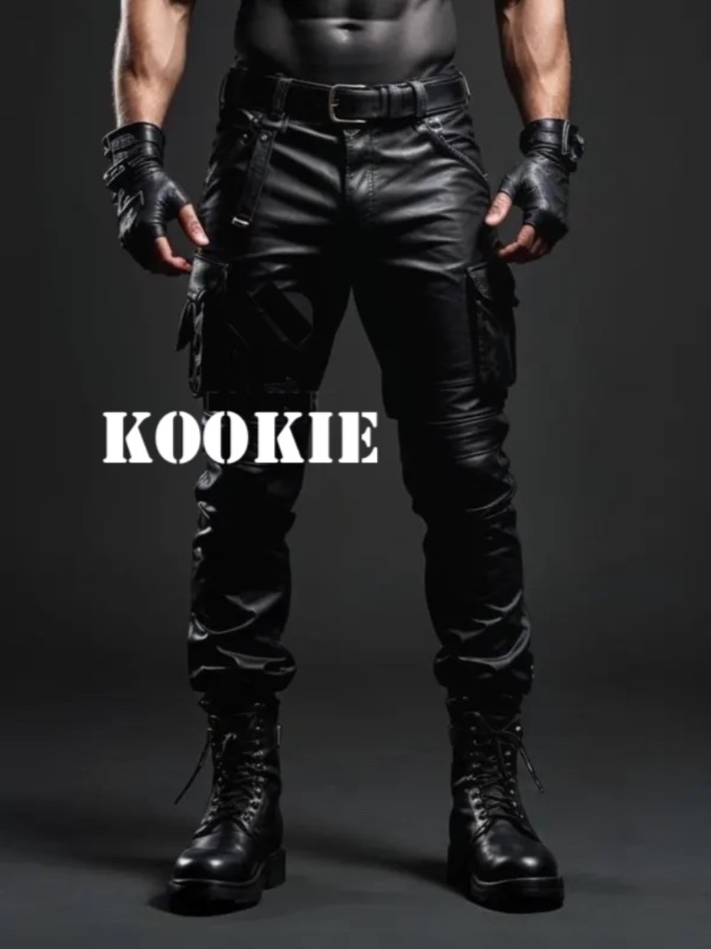Kookie Leather Pants 34" waist 34" inseam Button zip closure Belt loops Cargo